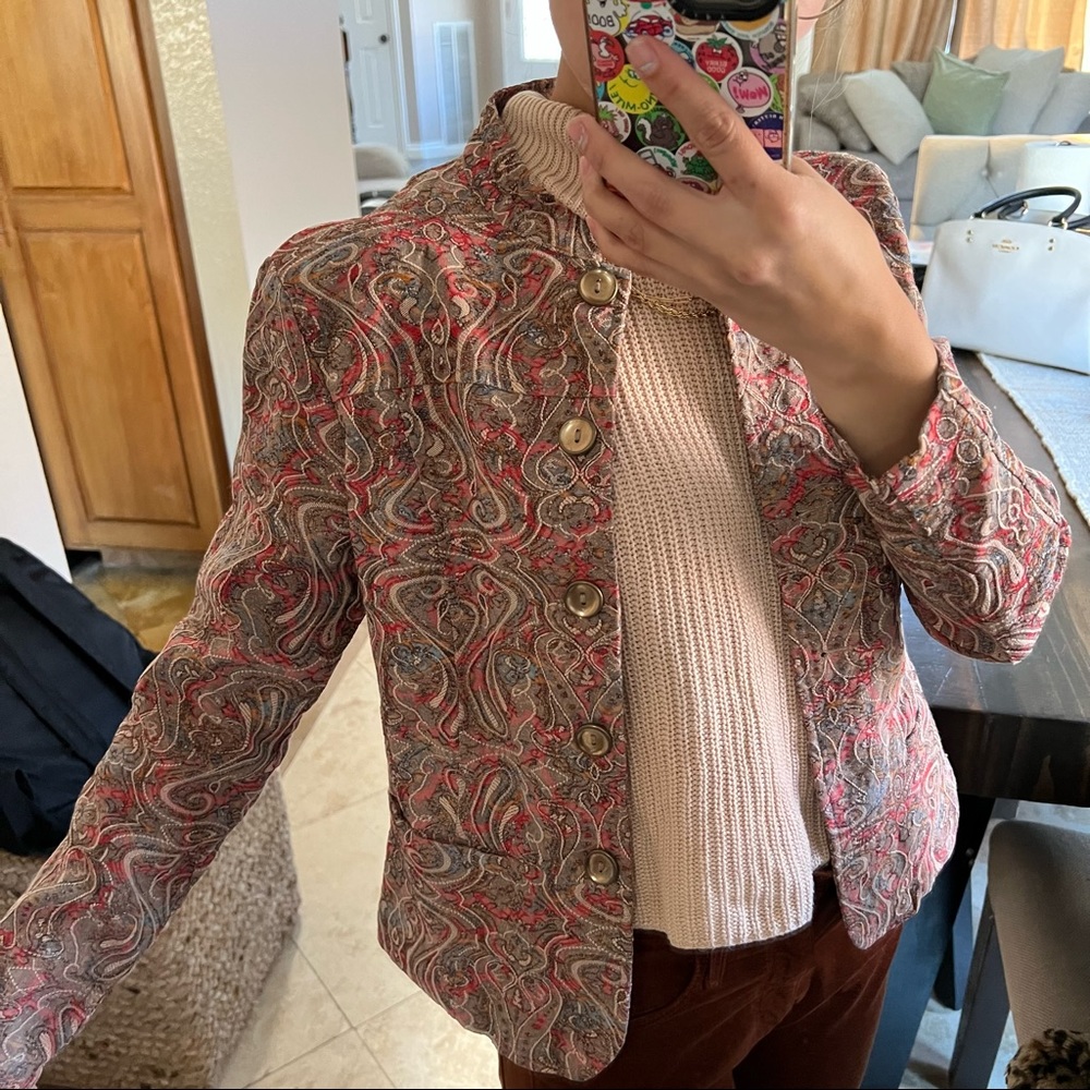 Analogy Petite Paisley Textured Blazer - Picture 3 of 10